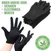 Allernieuwste.nl® 3 Paar Zwarte 100% Katoenen Handschoenen Munten Sieraden Zilver Goud Inspectie - Niet Pluizend - MAAT L/XL