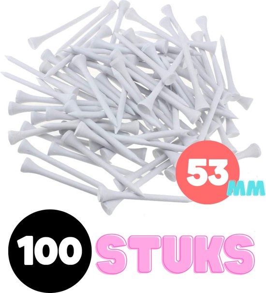 Foto: Golf tees hout 100 stuks 53mm wit golf accesoires golfset golftees golftee golfaccesoires