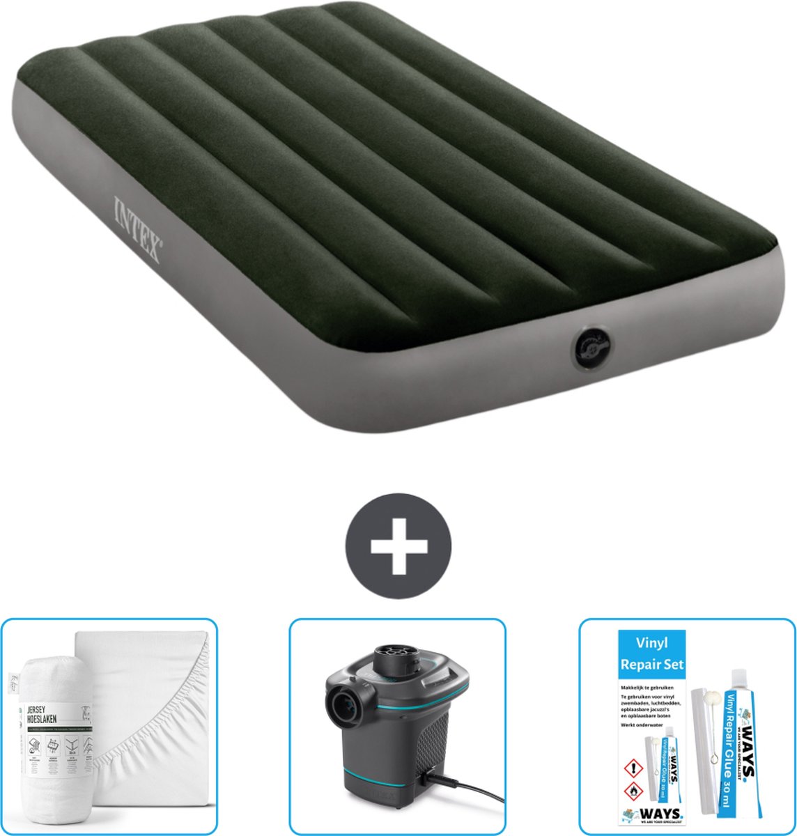 Intex Luchtbed - 1-Persoons - 99 x 191 x 25 cm - Groen - Inclusief Accessoires CB4