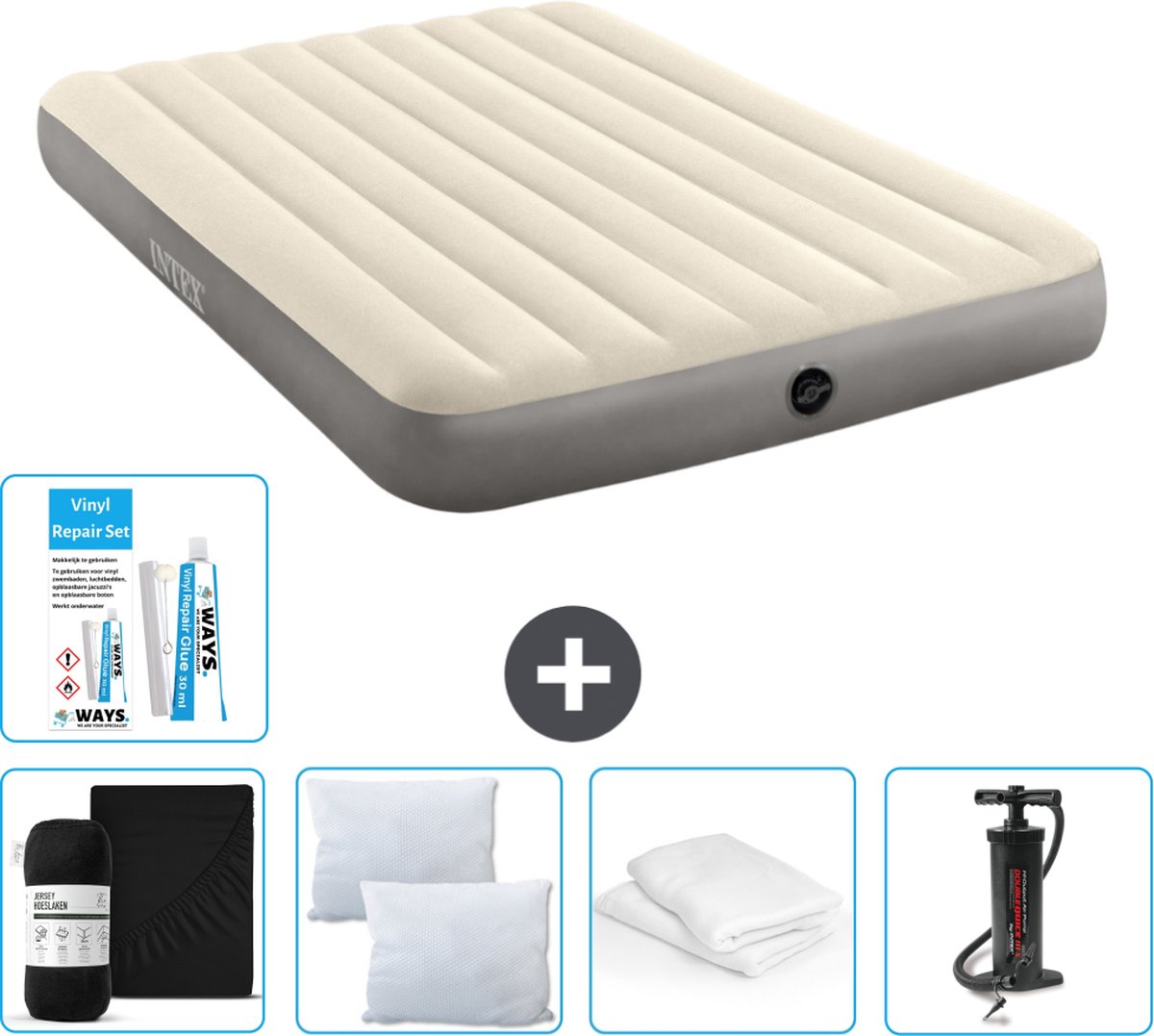 Intex Luchtbed - 2-Persoons - 152 x 203 x 25 cm - Beige - Inclusief Accessoires CB5