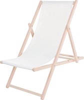 Springos Strandstoel - Verstelbaar - Beukenhout - Hangemaakt - Wit