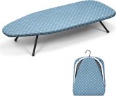 Opvouwbare strijkplank met klein tafelblad en hittebestendige hoes, praktisch en ruimtebesparend, blauw en wit, 31 x 76 cm