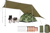 Grande tente de camping de 17 × 10 pieds, bâche, outdoor, hamac ignifuge imperméable, pluie, nœud papillon, sac à dos, tente, abri de bâche pour la randonnée, les voyages, le pique-nique, la bâche de tente