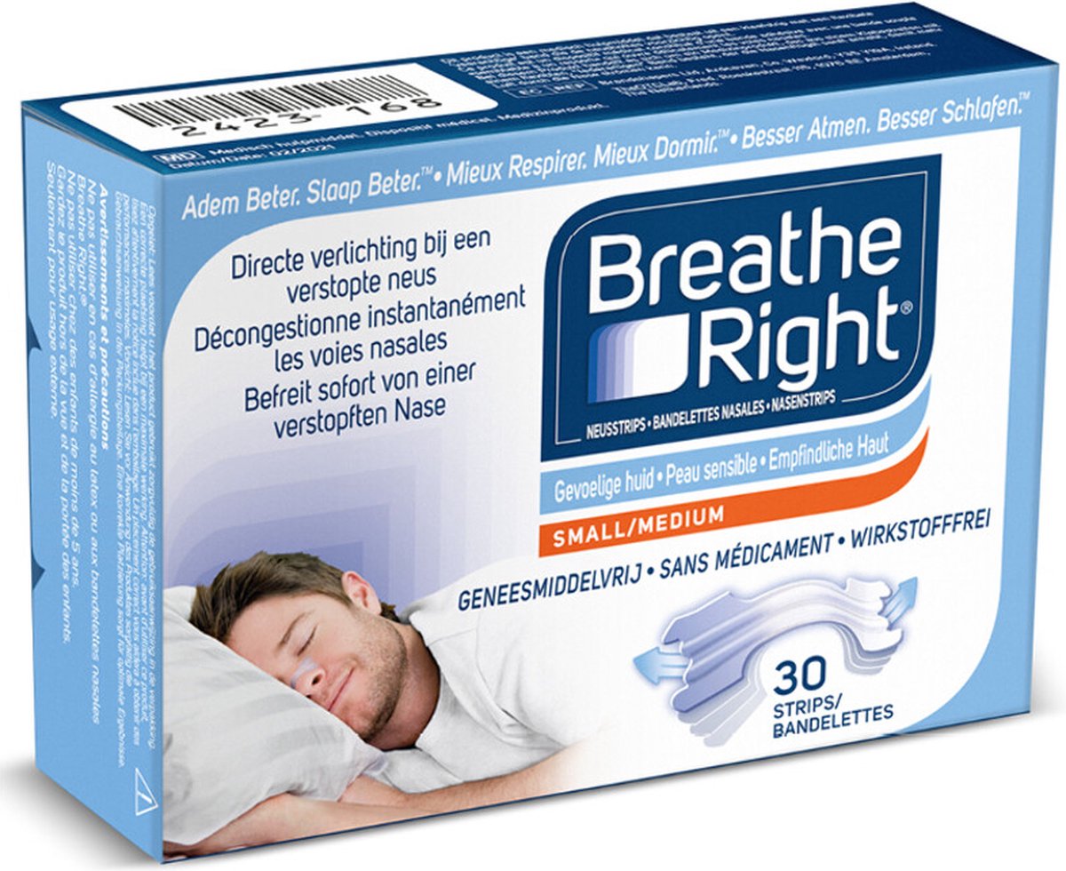 Breathe Right Neusstrips Gevoelige Huid 3 x 30 stuks