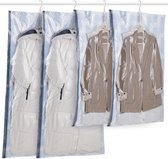 Hangende vacuümzakken voor kleding, 4 verpakkingen (2 lange 135 x 70 cm & 2 korte 105 x 70 cm), vacuümzakken, kleding voor pakken, mantels, jassen, blauwe vakkumzakken, kleding