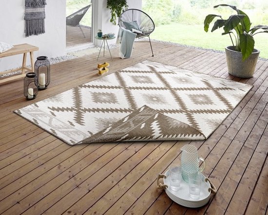 Flycarpets Omkeerbaar Vloerkleed - Binnen & Buitenkleed Malibu- Linen - 160x230 cm