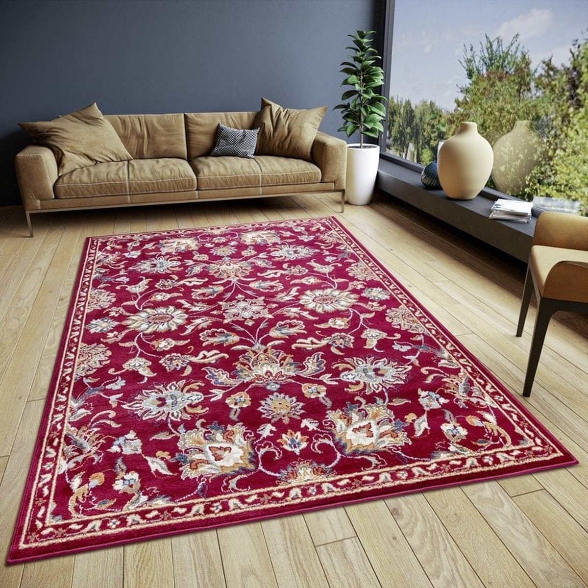 flycarpets Klassiek Vloerkleed - Caracci - Rood / Multi - 200x280 cm