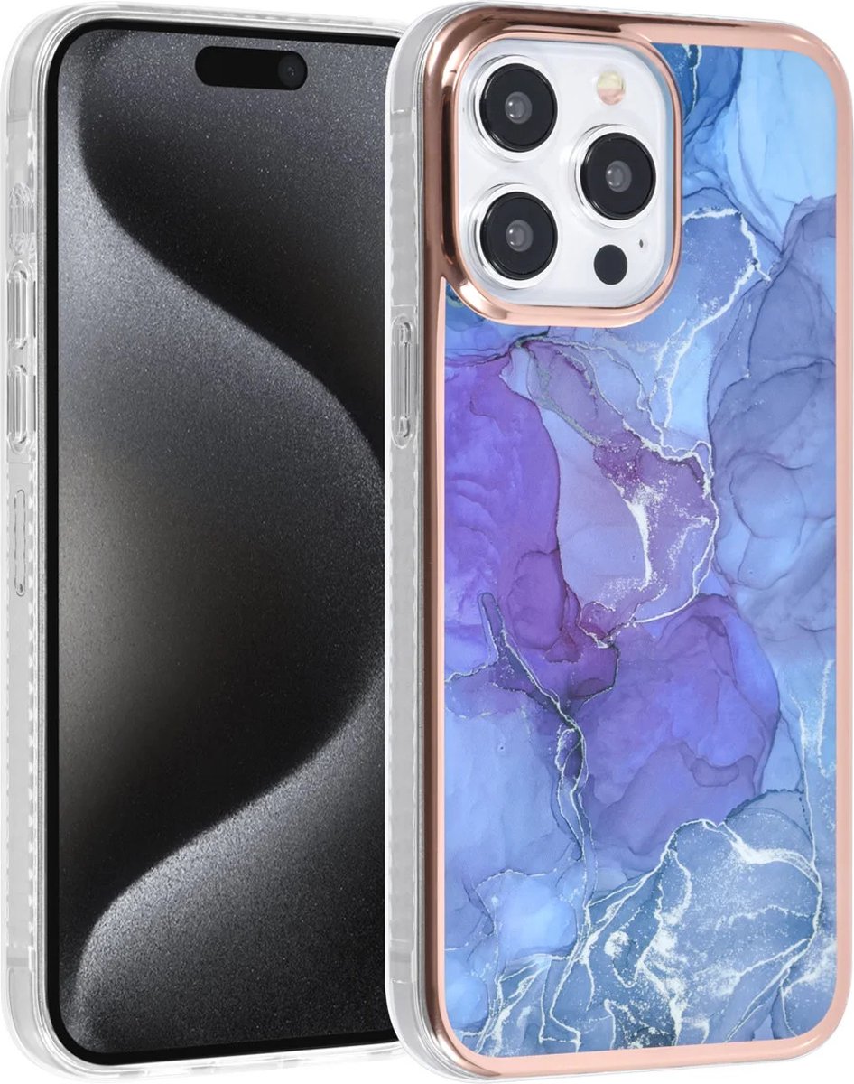 TPU Back Cover hoesje - Marble Paars - Geschikt voor: iPhone 15 Pro