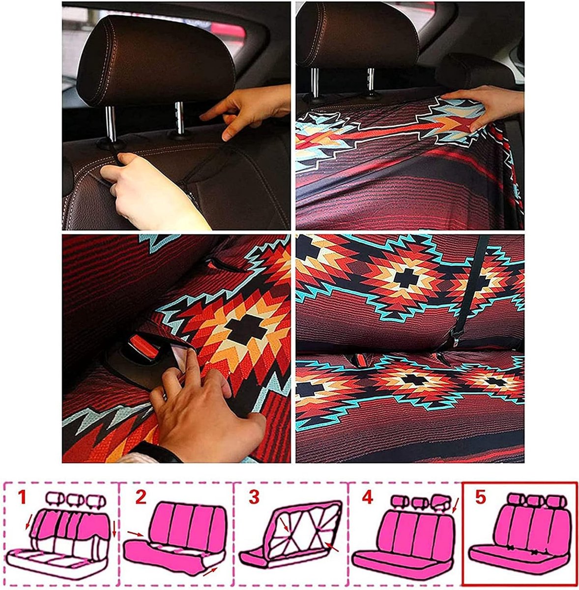 Housses De Siège Auto Motif Loup Gris - Lot De 2, Tissu Polyester élastique, Universelles, Lavables, Pour Voiture, SUV, Camionnette
