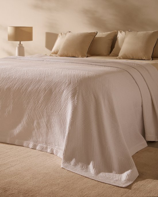 Kave Home - Berga wit katoenen sprei voor bed van 180/200 cm