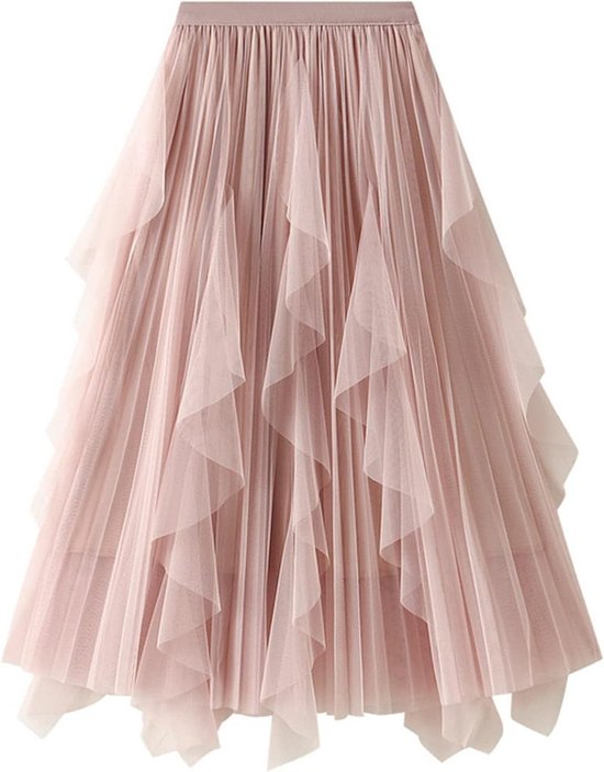 Jupe femme - Tulle Rok Pink - avec élastique - taille haute - jupe de ballet - jupe plissée avec ligne A pour mariage - fête