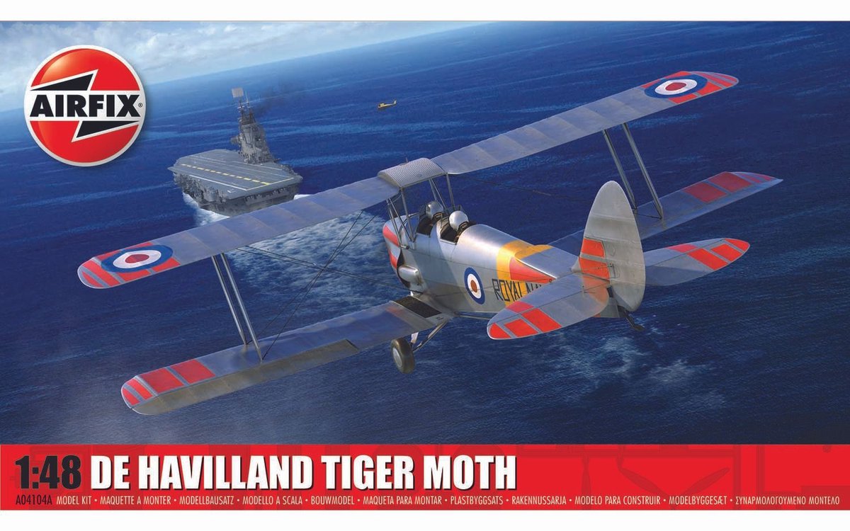 Airfix Modelbouwpakket Vliegtuigen - 04104A De Havilland DH 82 Tiger Moth - Propeller Vliegtuig Plastic - 1:48 - Modelbouw