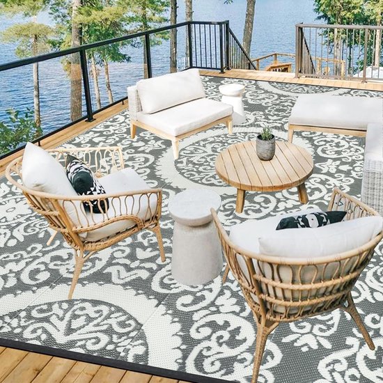 SHACOS Vloerkleed Buiten – Waterdicht, Omkeerbaar, 180x270 Cm, Lichtgewicht, Voor Terras, Balkon, Strand & Kamperen