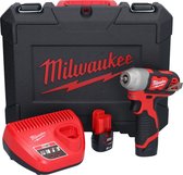 Milwaukee M12 BIW14-202C accu slagmoersleutel 12 V 50 Nm 1/4" ( 4933443897 ) + 2x oplaadbare batterij 2.0 Ah + lader + koffer