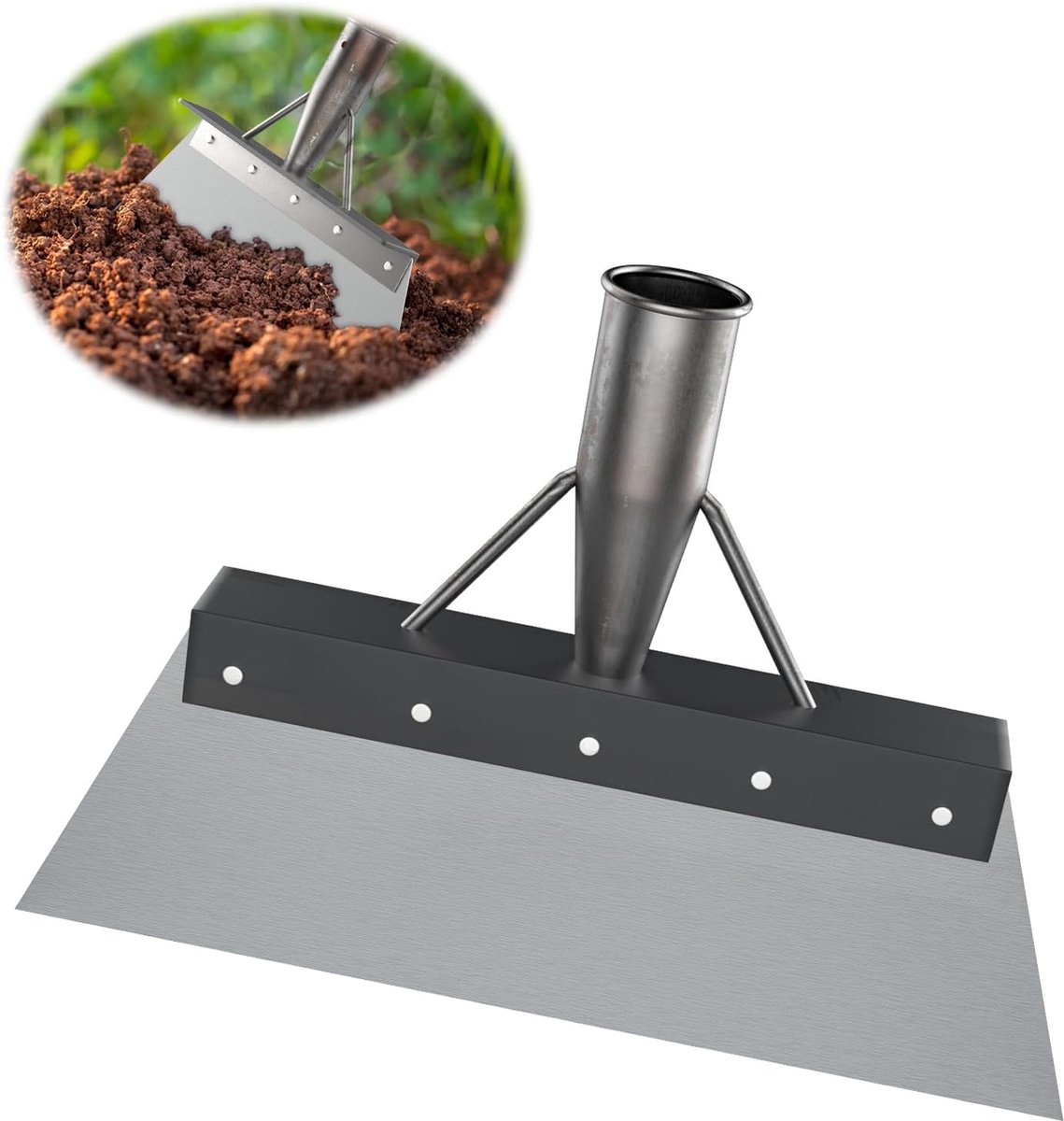 Tuinschep Onkruidverwijderingsapparaat Schop Tuinonkruidschraper Multifunctionele Reinigingsschep Tuinhelper Tuinschraper voor gazononderhoud buitenshuis (23 cm zonder houten handvat)