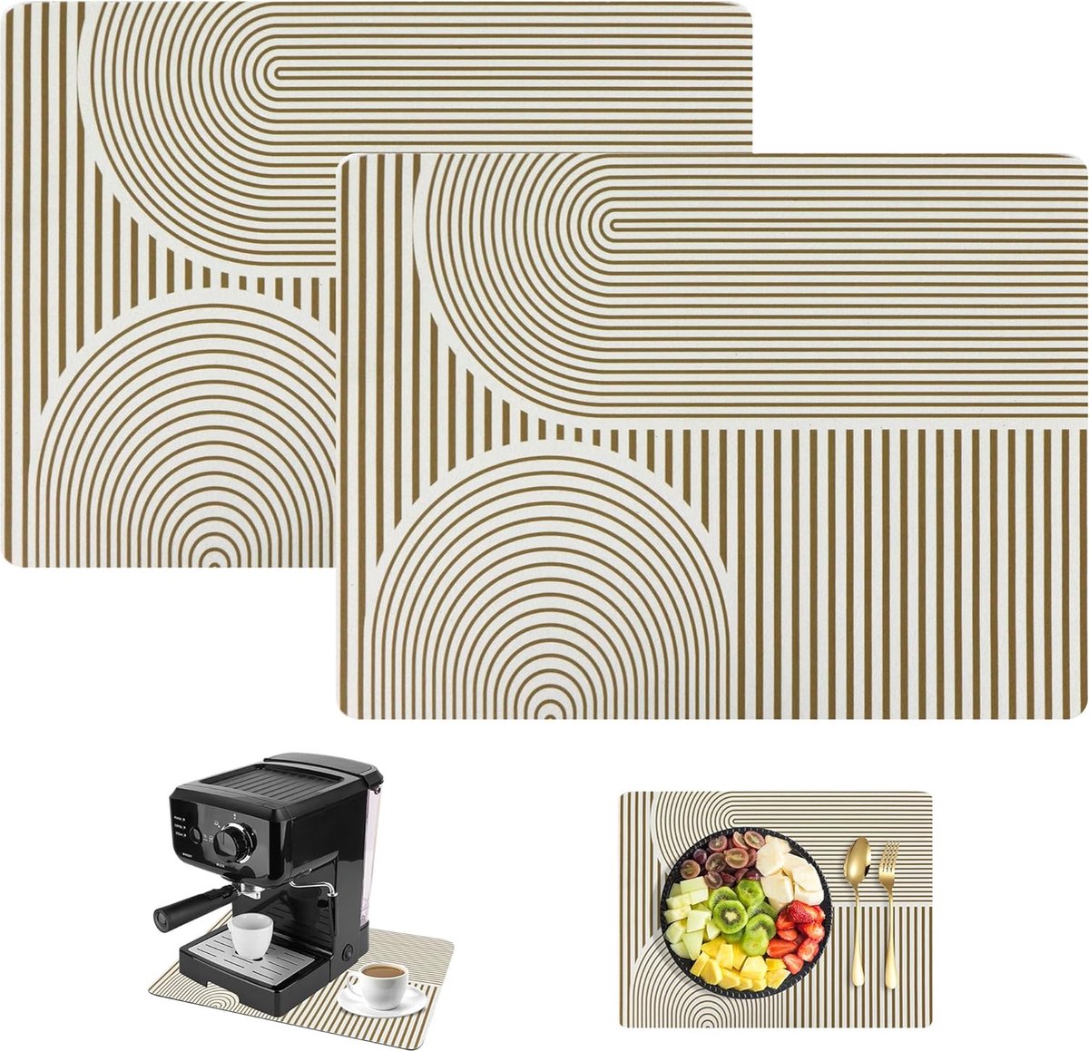 Goedkoopste Koffiemat Koffiezetapparaat Droogmat Vaatdroogmat Ondertapijt Superabsorberend Art Line-stijl Gemakkelijk schoon te maken voor keuken Droogmat Absorberend pakket van 2