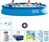 Intex Rond Opblaasbaar Easy Set Zwembad - 457 x 84 cm - Blauw - Inclusief Pomp Solarzeil - Onderhoudspakket - Filters - Schoonmaakset