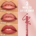 Drie close-ups van lippen, 'OVERLINE', 'GRADIENT', 'FULL LIP'.