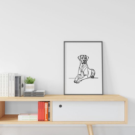 Affiche minimaliste Ridgeback - Dessin au trait de chien élégant pour la décoration intérieure