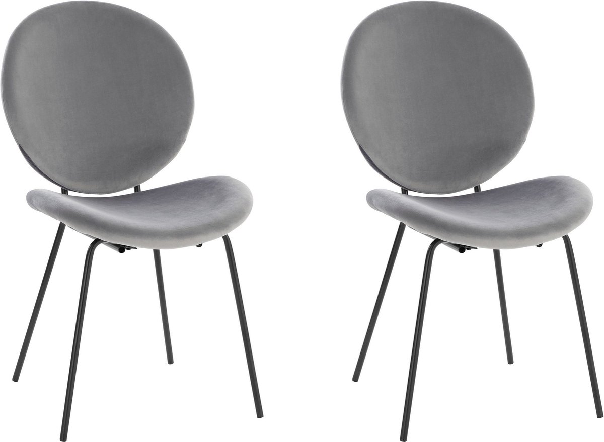Notio Living Clive-Stoel - Set van 2 - Grijs Velours