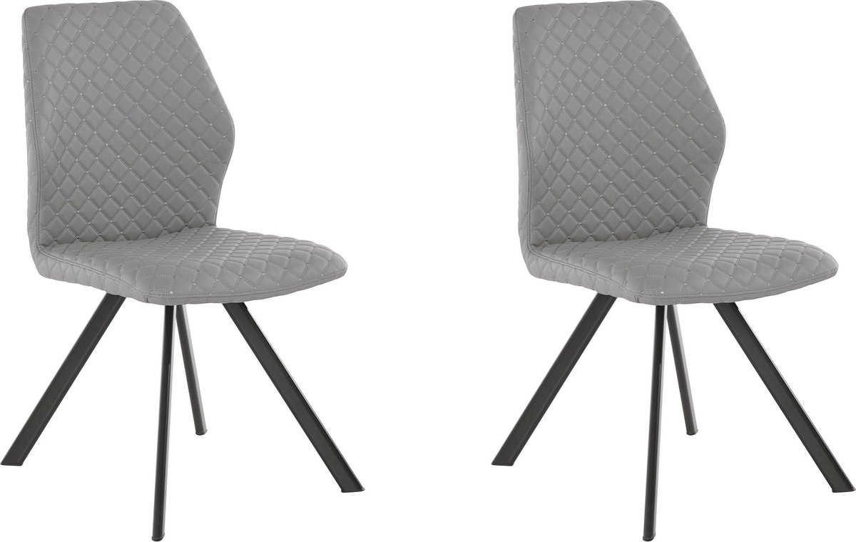 Notio Living Isobel-Eetkamerstoel - 2 Pack - Grijs PU