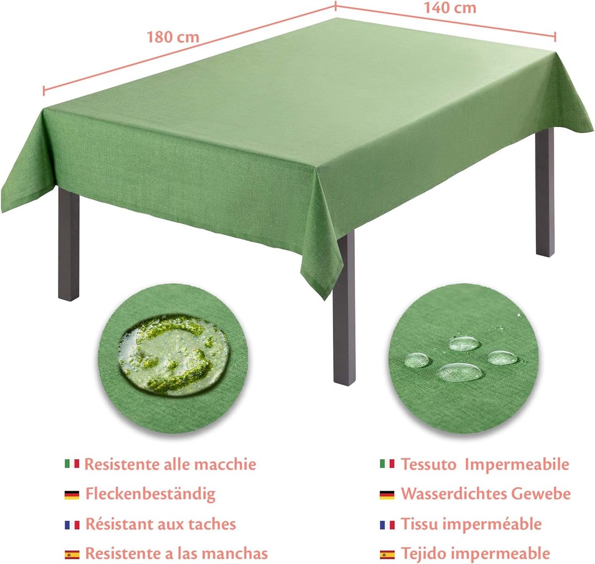 Decomira Tafelkleed Wterafstotend Linnenlook - Vlekbescherming, Wasbaar - Tuintafelkleed Buiten, Tafelkleed Eettafel - Bruin Taupe - 150x240 cm