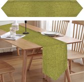 Tafelloper linnen groen, 30 x 160 cm moderne tafelloper lente zomer tafelloper driehoekig afwasbaar, eettafel decoratie voor binnen buiten tuin kamer bruiloft banket party