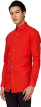OppoSuits Red Devil Shirt - Heren Overhemd - Casual Effen Gekleurd - Rood - Maat EU 49/50