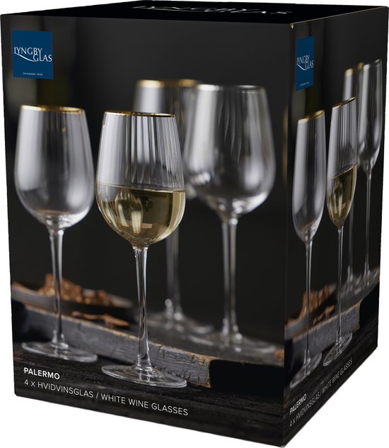 Lyngby Glas - Verre à vin vin blanc Palermo bord doré (lot de 4) - Verres à vin