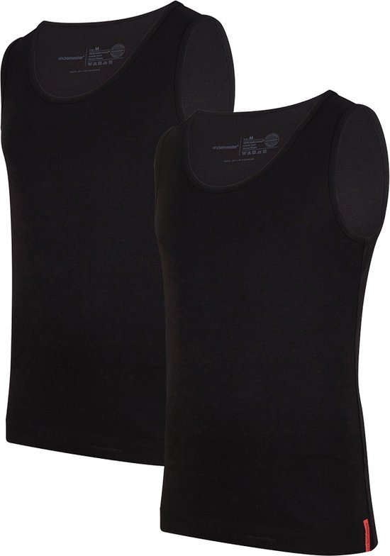 Undiemeister - Tanktop - Tanktop heren - Slim fit - Onderhemd - Gemaakt van Mellowood - Ronde hals - Volcano Ash (zwart) - 2-pack - 3XL