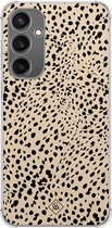 Casimoda® hoesje - Geschikt voor Samsung Galaxy S23 FE - Stippen bruin abstract - Shockproof case - Extra sterk - TPU/polycarbonaat - Bruin/beige, Transparant