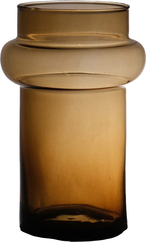 Hakbijl Glass Bloemenvaas Luna - transparant amber - eco glas - D16 x H25 cm - cilinder vaas