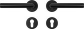 AXA Klik Deurbeslagset Binnendeur - Kruk Milan geveerd - Ronde rozetten met cilindergat - Zwart geslepen
