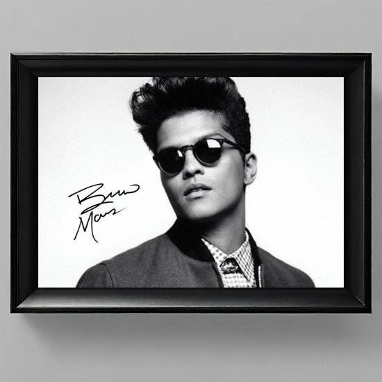 Bruno Mars Ingelijste Handtekening – 15 x 10cm In Klassiek Zwart Frame – Gedrukte handtekening – Peter Gene Hernandez - Hooligans
