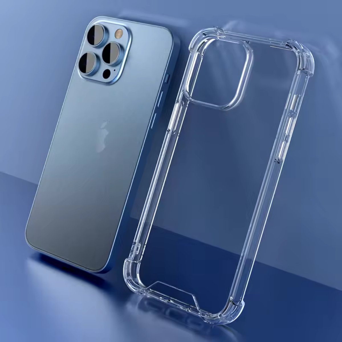 Optimity Hoesje voor iPhone 15 PRO MAX - Transparante Acryl Achterkant, Schokbestendig