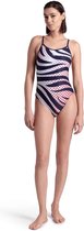 Arena W Multi Stripes Swimsuit Lace Back Navy-White-Red