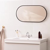 spiegel voor de wand - Ovale wandspiegel 75 x 38 cm - Aluminium frame in zwart - Horizontaal of verticaal