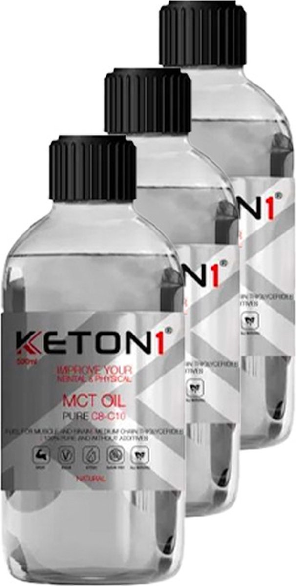 Goedkoopste Keton1 | MCT Olie | C8-C10 | 3 stuks | 3 x 500 ml
