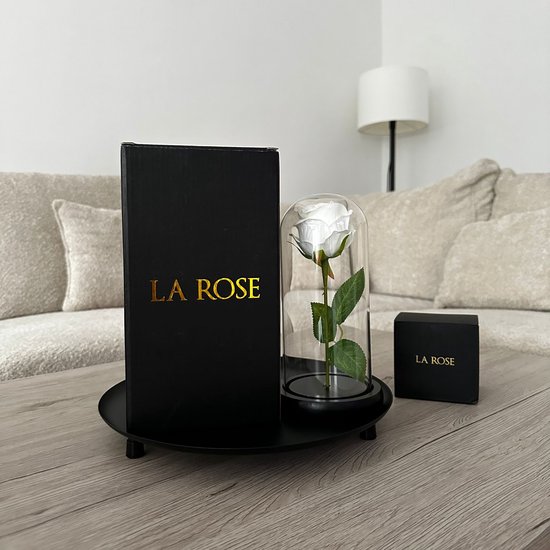La Rose Flower White - Rose blanche de Luxe en cloche en verre - Rose en verre - Décoration florale romantique