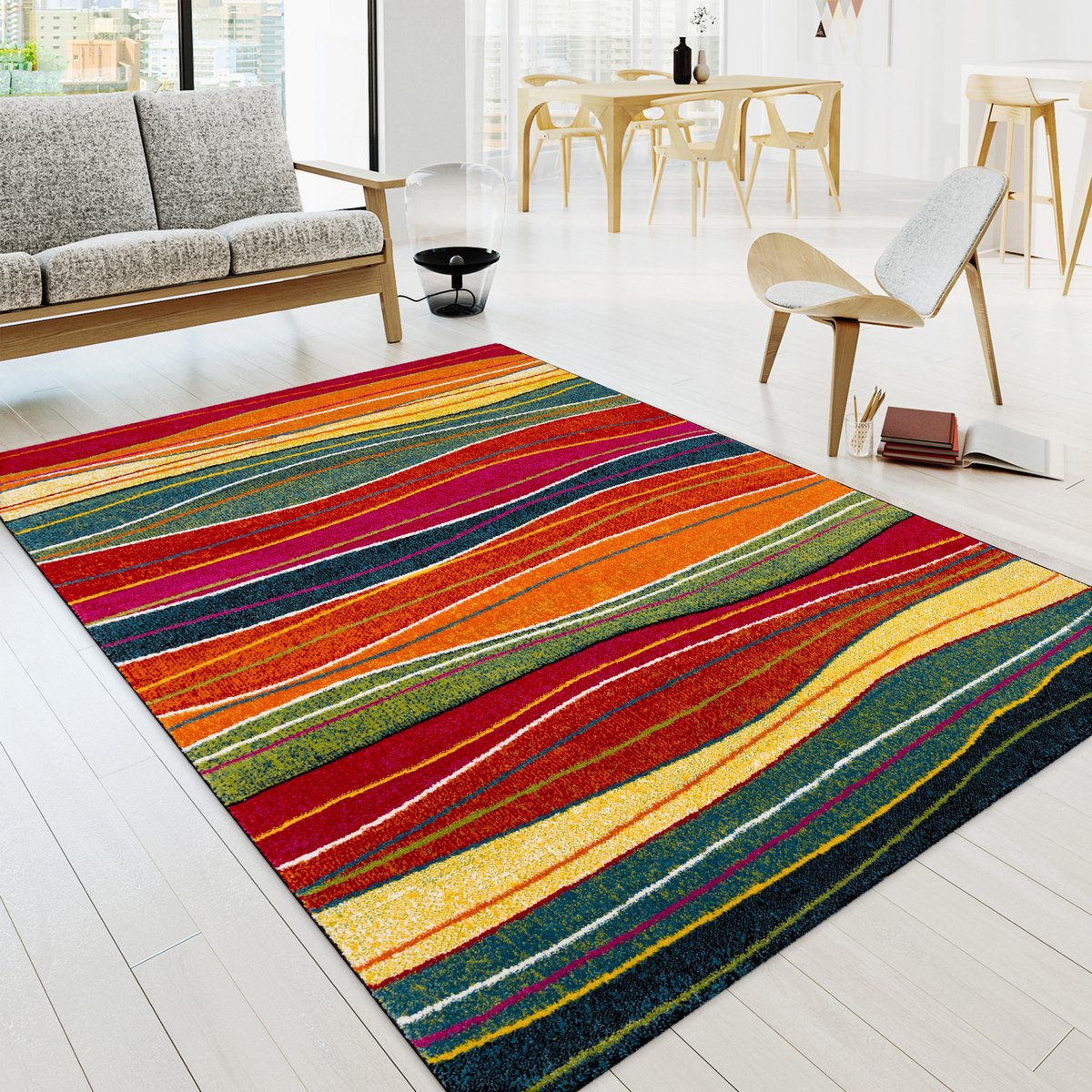 Paco Home Vloerkleed Woonkamer Laagpolig Modern Vintage Patroon Abstract Veelkleurig 160x230 cm