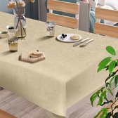 Tafelloper Lente, modern, afwasbaar, tafelloper, linnenlook, waterafstotend, voor eetkamer, party, vakantie, decoratie (beige crème, 130 x 160 cm)