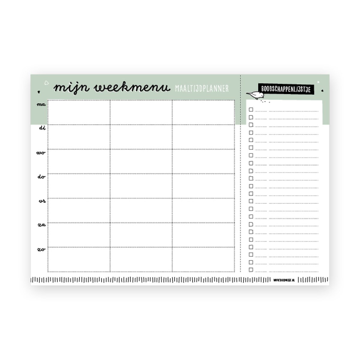 Mijn weekmenu - Maaltijdplanner - Notitieblok A4 - Thuismusje