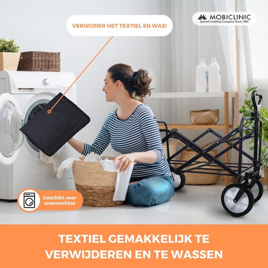 Mobiclinic Duna Pro - Bolderkar Opvouwbaar Luchtbanden - Opvouwbaar - Strandtuintransportwagen - XL inhoud (10O L) - 100x50x59cm - Tot 100 kg draagvermogen - Brede 360º Wielen - Zwart van Merkloos — afbeelding 2