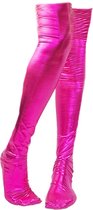BamBella® - Bas hauts - Taille unique - Wetlook brillant rose - Chaussettes hautes sexy de Super Glans Chaussettes pour femmes