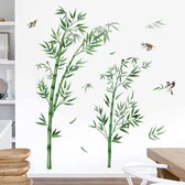 Grote Bamboe Muurstickers Groene Planten Vliegende Vogels Muurtattoo voor Slaapkamer en Woonkamer - Wanddecoratie met Decalmile