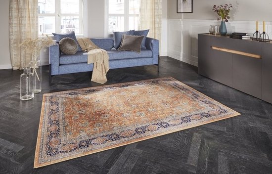 Flycarpets Elle Decoration - Vintage Vloerkleed - Maschad - Klassiek - Geel - 80x150 cm