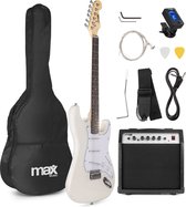 Guitare électrique avec amplificateur de guitare - MAX Gigkit - Perfect pour les débutants - avec accordeur de guitare, housse de guitare et médiator - Wit