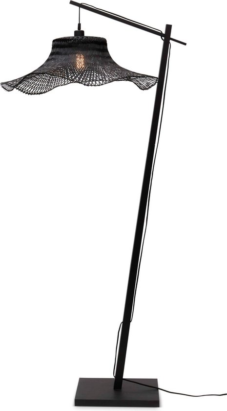 GOOD&MOJO Vloerlamp Ibiza - Bamboe Zwart - 83x65x176cm - - Staande lampen voor Woonkamer - Slaapkamer