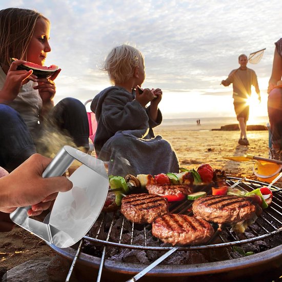 Smash Burgerset, 4-delig grillbestek met grote hamburgerpers