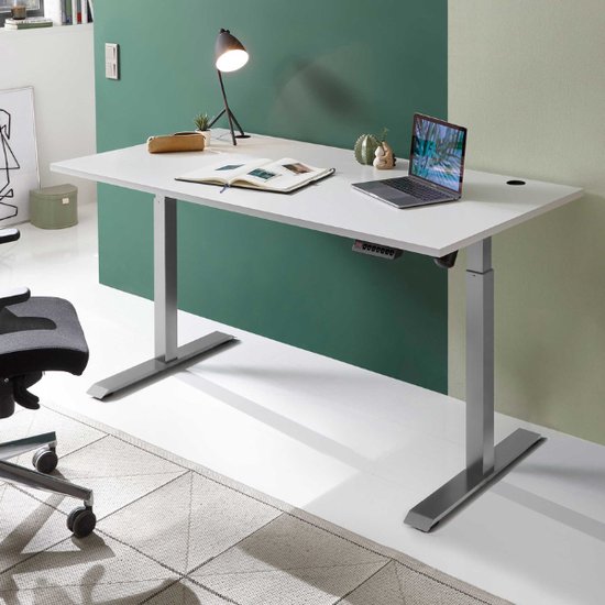 Bureau assis debout Sonra électrique - gris - Bega Consult - Outlet - Gris - Panneaux de particules|Acier - Outlet